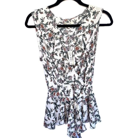 Max Studio Tops - Max Studio Women’s Floral V-Neck Ruffle Sleeveless Surplice Top Tie Blouse M NWT